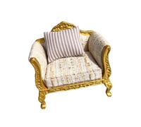 RCGOFOLLOW Miniature Dollhouse Furniture 1/12 Scale Attractive Sofa For Dolls House Add Character To Kids Play Bedroom Balcony Dollhouse Furniture Dolls House Sofa Model Decor , Gold , Single