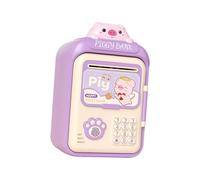 RCGOFOLLOW Piggy Bank Toys Electronic Money Saving Box With Password Code Lock For Kids Engaging Financial Education Gift Electronic Piggy Bank For Kids Toy ATM Money, Violet, 14.5x11.5x25cm