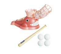 RCGOFOLLOW Pitching Machine Automatic Baseball Launcher For Young Athletes To Practice Skills Everything Child Needs For Baseball Launcher Stick Toy Teeball Set, Pink, 6 Baseballs