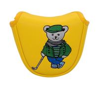 RCGOFOLLOW Portable Golf Mallet Putter Cover Unique Bear Embroidery Patterns And Stylish Golf Putter Headcover Protector Is Made Of PU And Stylish. Closure For Easy On/off, Yellow, 12x14cm