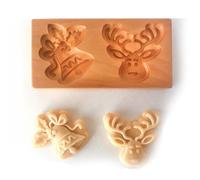 RCGOFOLLOW Professional-Looking Cookies with Wooden Baking Gingerbread Cookies Molds Made of Sturdy Solid Wood Can Maintain Shape Wooden Biscuit Moulds Cookie Mold Cutter, Type+4