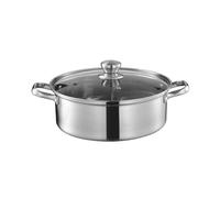 RCGOFOLLOW Robust Stainless Steel Yuanyang Hot Double Handle Thickened Soup Pot Excellent for Chinese Style Hotpot Dinners Stainless Steel Hot Pot with Visual Cover