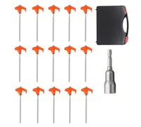 RCGOFOLLOW Screw In Tent Stakes Durable Lightweight Hex Drill Adaptor Glow Camping Equipment Essential Supplies For Outdoors Screw In Pegs Hex Drill Adaptor Glow
