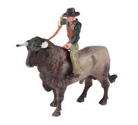 RCGOFOLLOW Simulation Farm Bull Riding Figurine Fun Desk Ornament Promoting Education And Curiosity In Young Learners Desktop Cowboy Sculpture Early Educational Toys