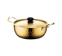 RCGOFOLLOW Stainless Steel Korean Instant Noodle Pot Durable Construction Efficient for Cooking Noodles Eggs Soup Delicious Dishes Korean Ramen Cooking Pot Induction Cooker, Gold, 22cm