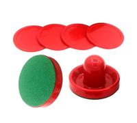 RCGOFOLLOW Standard Size Air Hockey Paddles Comfortable Grip Durable Accessories For Tabletop Game Fun For All Ages Arcade Indoor Family Games Equipment Sports Party , Red Pushers , 96mm