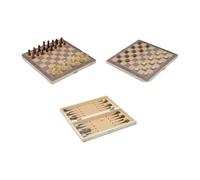 RCGOFOLLOW Versatile 3 In 1 Checkers Chess Backgammon Set Lightweight Folding Board Trips Camping Parties Family Reunion Wooden Chess Checkers Backgammon Set Portable