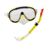 RCGOFOLLOW Wide View Diving Mask Snorkel Gear Snorkel Set Adults Swimming Goggles Reliable Performance Underwater Adventure Set Adults Snorkeling Gear Diving Goggles, Yellow Clear, 18.5x20.5x7cm