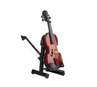 RCGOFOLLOW Wooden Miniature Violin With Stand Bow And Case Show Off Tiny Playable Musical Instrument Bow And Case Mini Musical Instrument Violin 1x Playable Tiny, 10cm