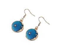 RCHENGYANUIMA Cute Asymmetrical Moon Star Earth Planet Alloy Tasse Dangle Drop Earrings Jewelry for Women, Zinc, No Gemstone