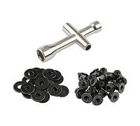 Rchobbytop 20 Pairs Hex 4mm Flange Nylon Insert Locknuts and M4 Flat Washers with Small Cross Socket Wrench for Traxxas Axial HPI TLR HSP Model 1/10 RC Car Vehicles Wheel Replacement Parts, Black