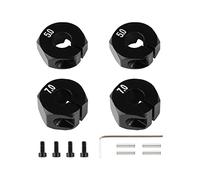 Rchobbytop 5mm & 7mm Thickness Aluminum 12mm Hex Wheel Hub Adapters with Screws Pins for 1/10 RC Cars Buggy Truck Crawler HSP Traxxas Redcat Arrma Tamiya etc, Black