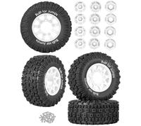 RCHuiWow 12mm/14mm/17mm Hex RC Tires for 1/10 RC Scale Truck Slash 2WD 4×4 Senton Axia1 L0S1 Red cat Rc 4wd,1/10 Short Course Truck Tires w/Foam Inserts,4PCS,White