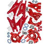 RCHuiWow RC Suspension Arms Caster Block Set Upgrades Part for 1/10 Slash 4x4/Slash 4x4 VXL 4WD,Alluminium Front Rear A Arms,Caster Block,Steering Blocks,Rear Stub Axle Carriers,Red