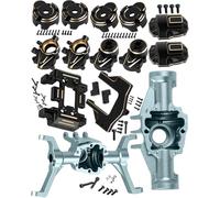 RCHuiWow RC Upgrades Part for 1/18 Redcat Ascent-18,Front & Rear Portal Axles,Brass Skid Plate,Servo Mount,Steering Knuckle,Outer Portal Housing,Steering Link,Diff Cover,Black w/Titaniuim
