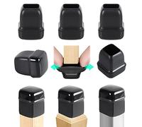 RCHYFEED 24 PCS Chair Leg Caps Sliders for Carpet, 0.59-0.74" Chair Leg Floor Protectors Sliders for Carpet, Silicone Furniture Leg Caps Cups Gliders, Smoothly Slide No Scratches Black Square