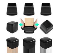 RCHYFEED 24 PCS Chair Leg Caps Sliders for Carpet, Chair Leg Floor Protectors Sliders for Carpet, Silicone Furniture Leg Caps Cups Gliders, Smoothly Slide No Scratches, 1.1-1.3" Black Square