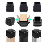 RCHYFEED 24 PCS Chair Leg Caps Sliders for Carpet, Chair Leg Floor Protectors Sliders for Carpet, Silicone Furniture Leg Caps Cups Gliders, Smoothly Slide No Scratches, 0.75-1" Black Square