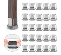 RCHYFEED 24Pcs Silicone Chair Leg Floor Protectors 28-36mm, Transparent Furniture Leg Caps Cups with Grey Felt Pads for Protecting Hardwood Floors from Scratches, Furniture Sliders Table Leg Cover