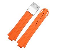 RCIDOS Top Aesthetics 24x11mm Waterproof Watchband Rubber Silicone Strap For Oris Watch Diving Sport Watchstrap Black For AQUIS Bracelet Double Buckl (Color : Orange silver buckle, Size : 24-11mm)