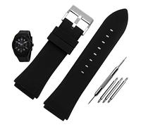 RCIDOS Top Aesthetics Rubber Watchband 22mm Blue Color Silicone Rubber Bracelet For Guess W0247G3 For W0040G3 For W0040G7 Watches Band Sport Watch Strap (Color : Black silver buckle, Size : 22mm)