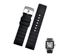 RCIDOS Top Aesthetics Watch Strap For Cartier For Santos For Sandoz For Santos 100 Silicone Watch Strap Rubber Men And Women Black 23mm (Color : Black silver buckle, Size : 23mm)