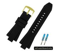 RCIDOS Top Aesthetics Watchband For Michael Kors For Mk8184 8729 9020 For MK8152 For MK9020 For MK9026 Raised Mouth Silicone Watch Strap Accessories 29mmx13mm (Color : Black-gold-K2, Size : 29.13mm)