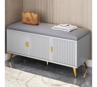 RCJCQSR Hallway Bench Shoe Cabinet Shoe Bench, Storage Bench With 2 Drawers & Padded Seat Cushion, Hidden Storage, Hallway Storage Unit(Size:90 * 30 * 50cm,Color:Grey)