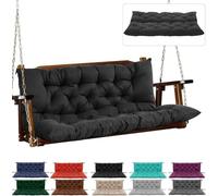 RCJCQSR Outdoor Swing Cushions 3 Seater Waterproof, Porch Swing Cushion with Ties Replacement Bench Cushions for Outdoor Patio Furniture with Backrest for Lawn and Garden(Color:Black)