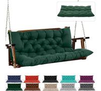 RCJCQSR Outdoor Swing Cushions 3 Seater Waterproof, Porch Swing Cushion with Ties Replacement Bench Cushions for Outdoor Patio Furniture with Backrest for Lawn and Garden(Color:Dark Green)