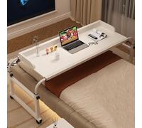 RCJCQSR Overbed Desk, Rolling, Adjustable Height 65-95cm, Modern Style, White, 115-210cm (L) x 45cm (W) x 65-95cm (H), For Working, Reading, Gaming, Writing
