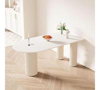 RCJCQSR Rectangular Dining Table for 4 Person, mid-Century 47" Kitchen Table Modern Cream White Dining Table Slate Top for Dining Room Kitchen Bar Living Room Leisure Coffee Table Breakfast Nook