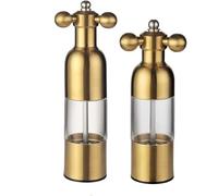RCJCQSR Salt and Pepper Grinder, 2PC Manual Stainless Steel Faucet Salt Shakers Mill with Handle, for Home, Restaurant, BBQ，Refillable Adjustable Coarseness