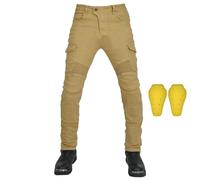 RCLONGEU Mens Women's Motorcycle Jeans Motorbike Pants for Biker Pants Protective Motorcycle Trousers with 4X Protect Pads (Khaki,M)