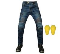 RCLONGEU Mens Women's Motorcycle Jeans Motorbike Pants for Biker Pants Protective Motorcycle Trousers with 4X Protect Pads (Blue,XS)