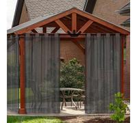 RCLONGEU Voile Sheer Linen Look Outdoor Curtains for Patio - 2 Panels Waterproof Sheer Curtains for Pergola, Porch, Cabana and Gazebo Grommet (Dark Grey,2x132*274CM)