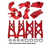 RCMYou Upgrades Part for 1/10 Granite/Senton 4x4 3S Blx & Mega 550,Vorteks 4x4 3S Blx,Alloy Front Rear Suspension Arm & Steering Blocks Caster Blocks C-Hubs Stub Axle Carriers,Red
