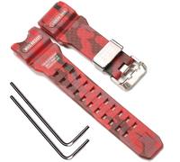 RCNZWQB Camouflage Resin Replacement Strap Compatible with Casio G-shock GWG-1000 GWG1000 Mudmaster Men's Watchband Sport Waterproof Bracelet Watch Accessories (Camo Red), 22 mm