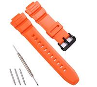 RCNZWQB Resin Replacement Watch Band for Casio MCW-100H WS-220 HDD-S100 Men's Rubber Strap Waterproof 16mm Casual Wristband(Orange)