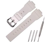 RCNZWQB Resin strap Compatible with Casio Baby-g BA110 BA120 BA110 Women's Waterproof Rubber Replacement Watch Band(White)