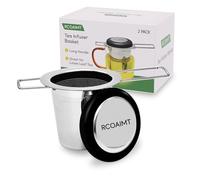 RCOAIMT Tea Infuser Set of 2, 304 Stainless Steel Long Handle Tea Strainers with Silicone Heat-Resistant Lid, Fine Mesh Filter for Loose Leaf Tea & Coffee, Reusable & Dishwasher Safe