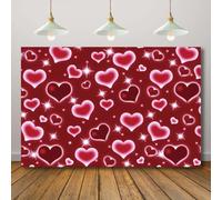 Rcoaror Red Heart Photo Backdrop Early 2000s Photography Background 90s Birthday Party Banner Women Men Girls Romantic Portrait Vintage Valentine's Day Mother’s Day Photoshoot Studio Favors 71X47inch