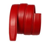 Rconedy Men's Red Leather Ratchet Belt Strap without Buckle, Width 3.1cm, Length 110/120/130cm
