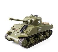 RCPLANTOUY RC Sherman Tank with Lights & Sound Effects, 1/30 Scale 2.4G Remote Control Tank with Recoil, Realistic Military Model for Indoor Play & Multiplayer Battles, Gift for Adults Hobbyists