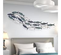 rcqeuiol Metal Fish Wall Decor,3D Fish Wall Art Large Coastal Aqua Theme Metal Wall Sculpture Marine Decor, for Living Room Bedroom, 59X16.5In