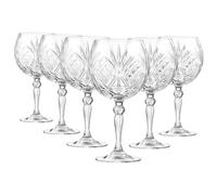 RCR 6X 650ml Melodia Gin Glasses - Large Long Stem Bowl Shaped G&T Cocktail Drinking Copa Tonic Glass Gift Set Crystal