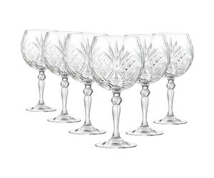 RCR 6X 650ml Melodia Gin Glasses - Large Long Stem Bowl Shaped G&T Cocktail Drinking Copa Tonic Glass Gift Set Crystal