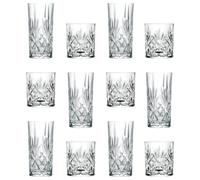 RCR Crystal 12pc Melodia Highball Glasses & Whisky Tumblers Set in Clear RCR Crystal Clear