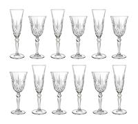 RCR Crystal 12pc Melodia White Wine Glasses & Champagne Flutes Set in Clear RCR Crystal Clear