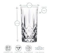 12x Highball Cocktail Glasses Set RCR Crystal Cut Glass Drinking Tumblers 396ml